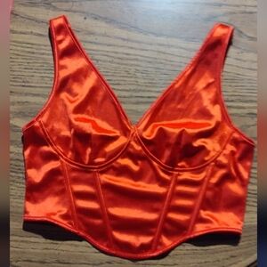 Vibrant Red Satin Corset Top